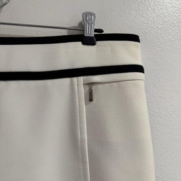WHBM White House Black Market Skirt 12 Cream Black Quilted Jersey Knit Pencil - Picture 2 of 9